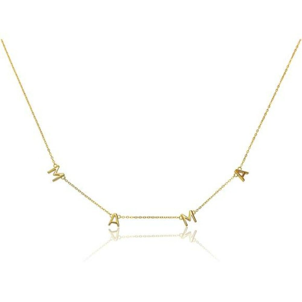 Gold Mama Necklace Dainty Letter Pendant Gift for New Mom Layering Jewelry
